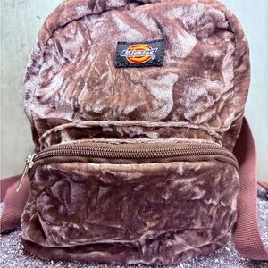Dickies Crushed Velvet Mini Backpack in Mauve-Brown Vintage 1990’s PRE-Washed